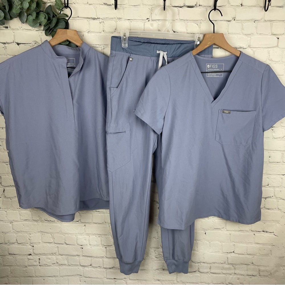 Set Zamora Vapor Blue Joggers Catarina Scrub Top Rafaela Oversized Scrub Top